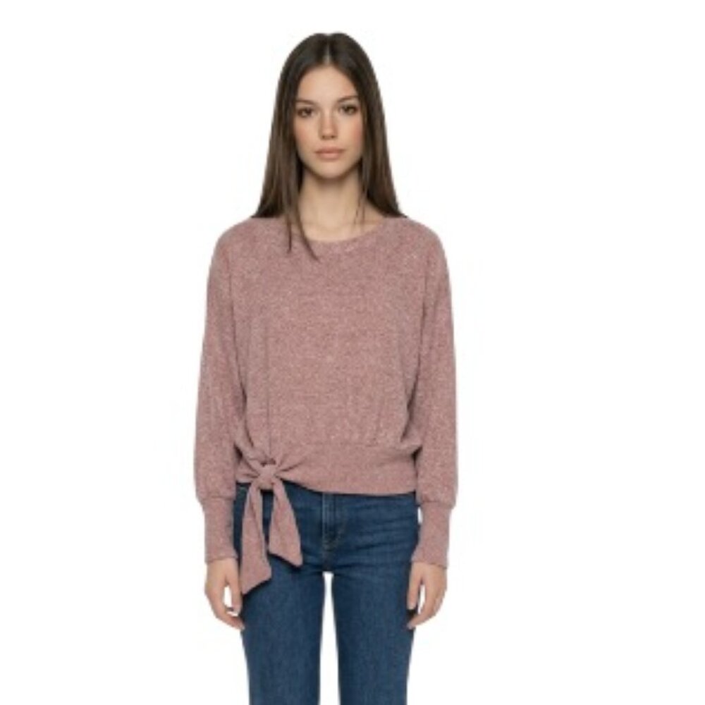 Saturday Sunday Anthropologie Medium Payton Brushed Fleece Waist Tie Swe…